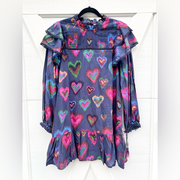 🌟Weekend Sale Only!🌟 Farm Rio Ikat Dyed Hearts Mini Dress - Picture 3 of 10